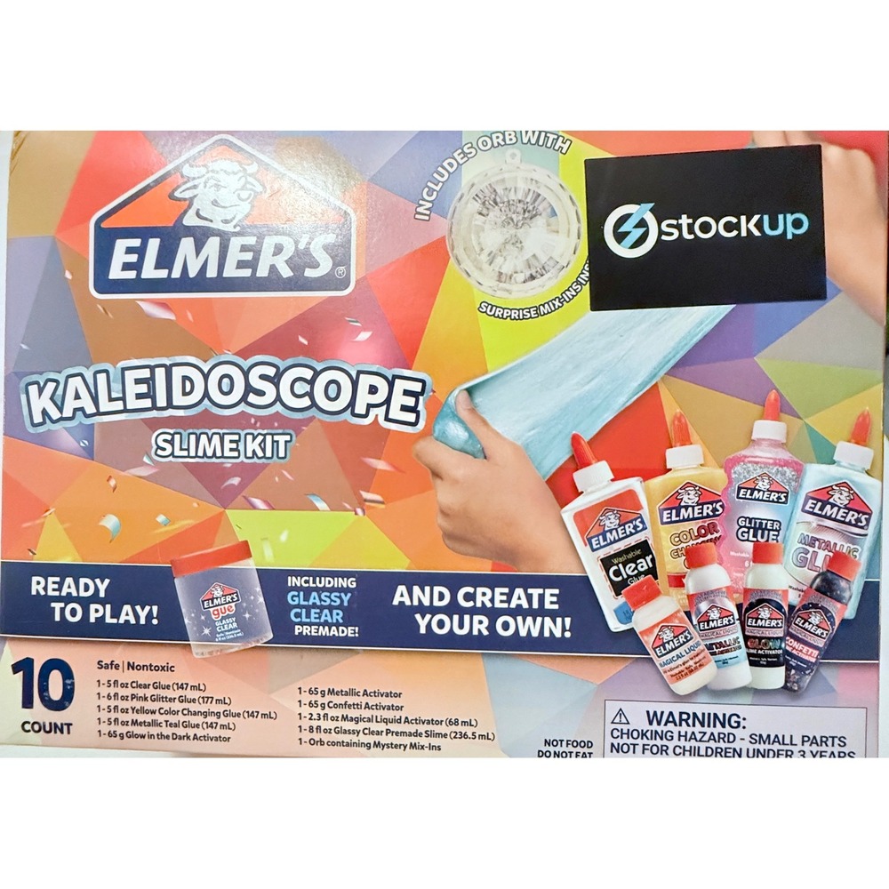 Elmer's Kaleidoscope Slime Kit Kids 10 Count Multicolor New Glitter Metallic Gue